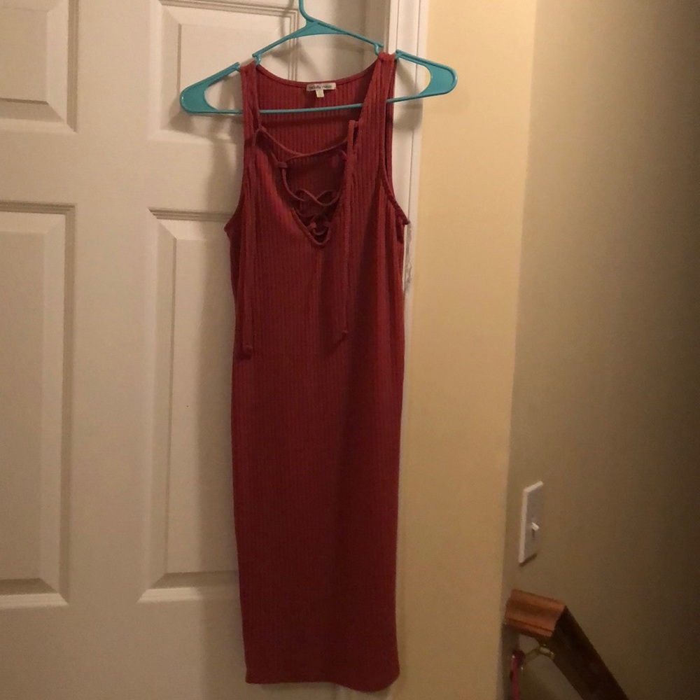 This is a dark pink body on dress.